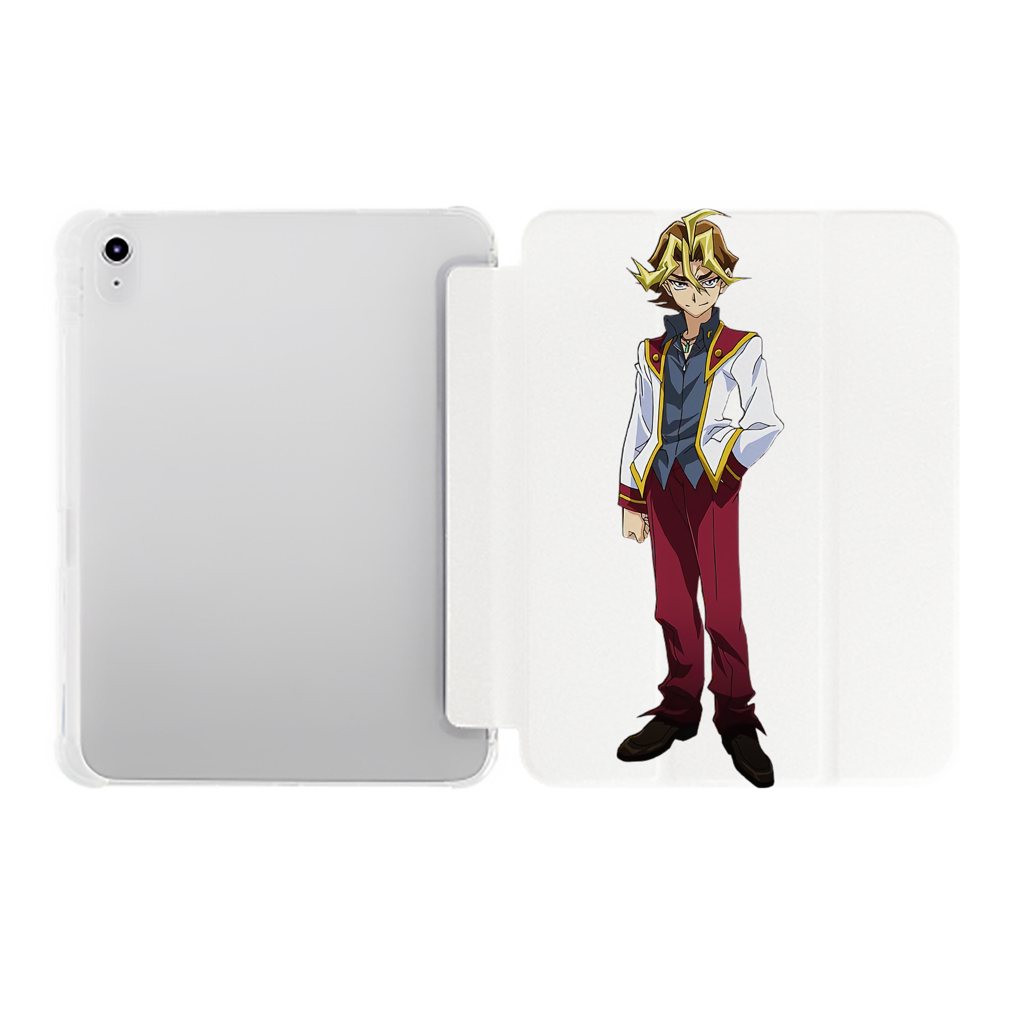 （画像用） 遊☆戯☆王 Yu-Gi-Oh! IPad ケース ペン収納付き 三つ折りスタンド PUレザー×シリコン 対応機種9.5/10.5/10.9インチ